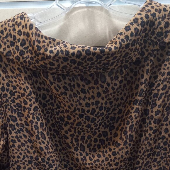 Maggie Boutique Leopard Animal Print Silk Long Sleeve Top Shirt Women Size 12 - Picture 7 of 9